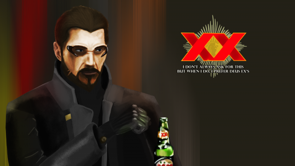 Digitale Malerei,Deus Ex,dos equis,Bier,Wortspiel,Humor