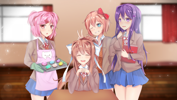 애니메이션,애니메이션 소녀들,Doki Doki Literature Club,Monika Doki Doki Literature Club,Yuri Doki Doki Literature Club,Sayori Doki Doki Literature Club