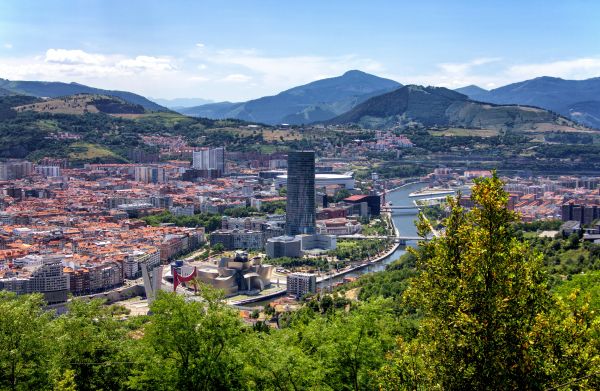 stad,Bilbao,rivier-,Spanje,gebouw,wolkenkrabber