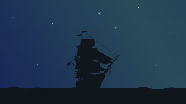 minimalism,dark,Pirate ship,ship,starred sky,programming