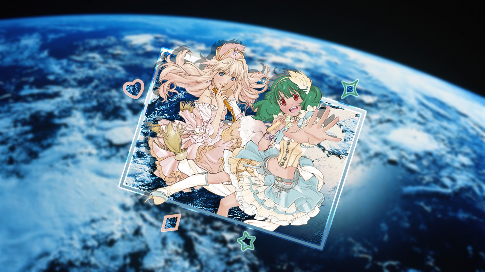 Macross Frontier, Macross, Ranka Lee, Sheryl Nome, Filles anime, Terre, picture in picture