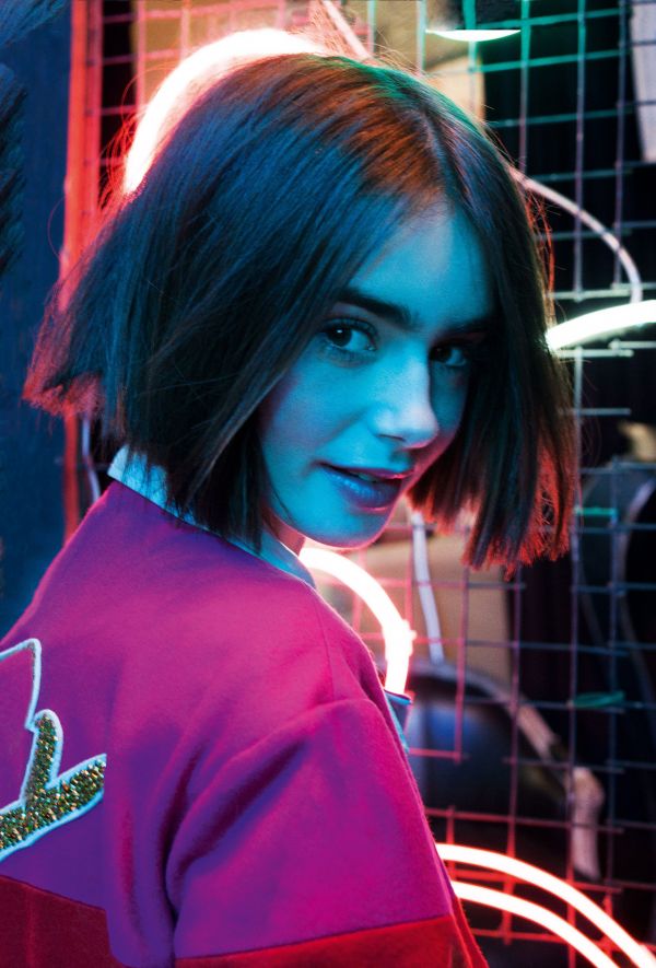 Lily Collins,nők,modell,színésznő,barna,rövid haj