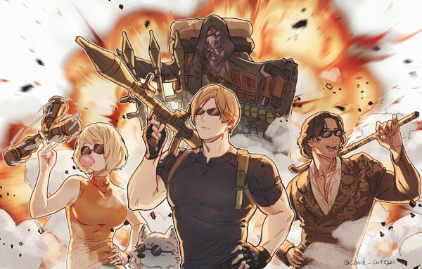 sunglasses,Resident Evil 4,Leon Kennedy,explosion