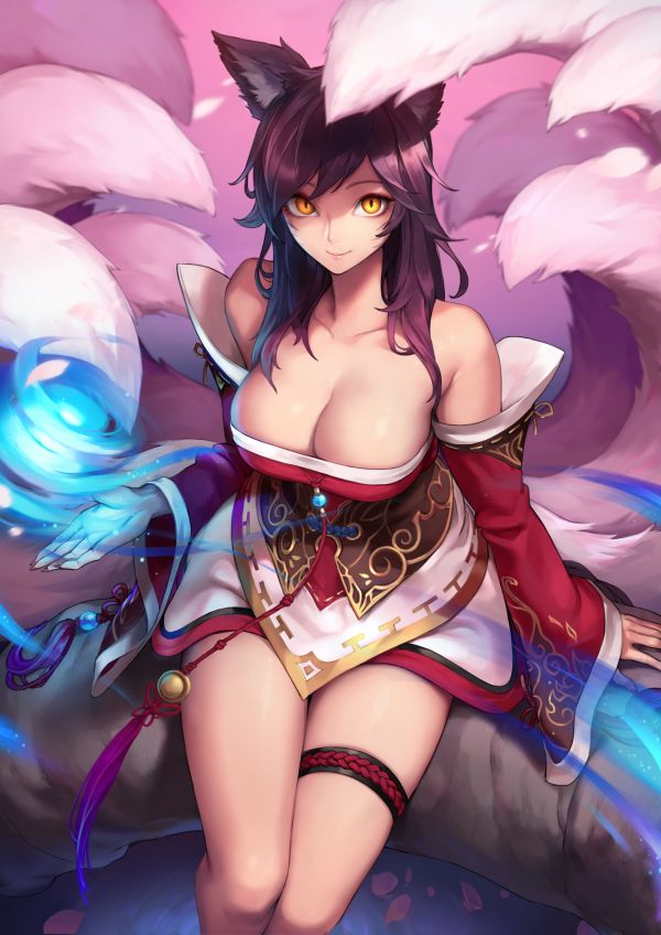 cleavage,Ahri,Ahri League of Legends,League of Legends,Oopartz Yang,nekomimi