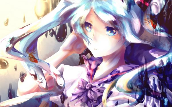 Vocaloid,fles Miku,anime,artwork,KUNST,meisje