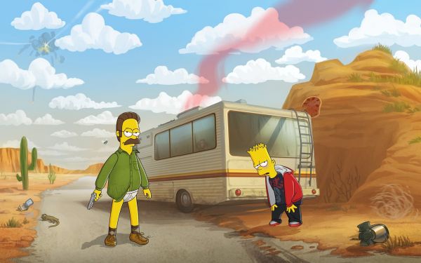 illustrazione, umorismo, I Simpson, Bart Simpson, Crossover, Breaking Bad