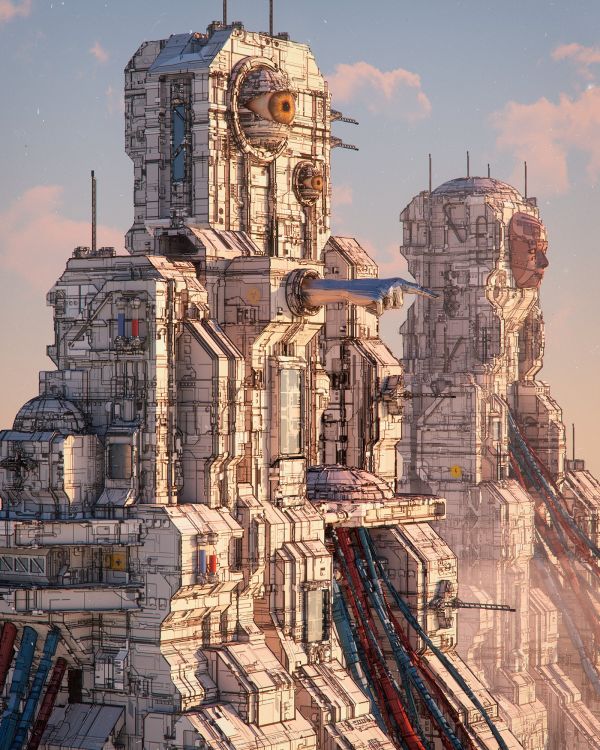 Annibale Siconolfi,Fantasy Architecture,เมืองแห่งอนาคต,megastructure,cyberpunk,การแสดงภาพบุคคล