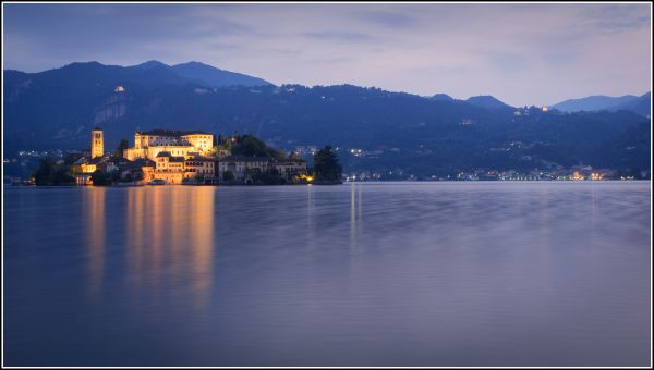 Italia,Danau Como,matahari terbenam