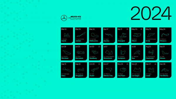 Mercedes F1,formel 1,Karta,kalender