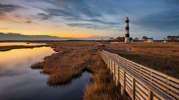 nature,landscape,clouds,sky,far view,wooden walkway