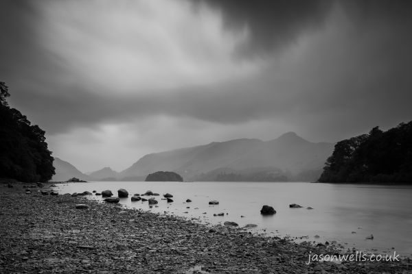 alb, negru, cer, natură, alb-negru, lac