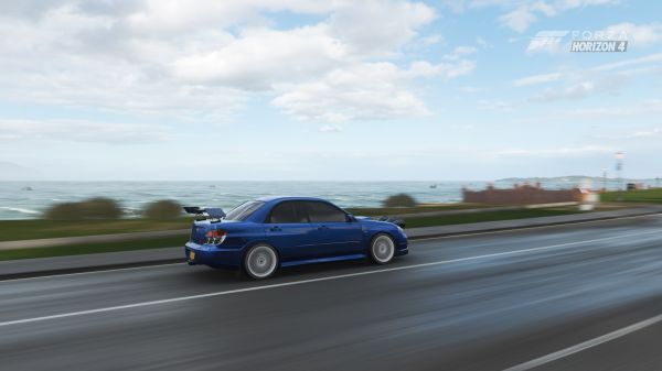 スバル,スバルインプレッサ,青,フォルツァホライズン,Forza Horizon 4,道路