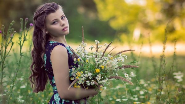 zonlicht, bomen, Bos, women outdoors, vrouw, model-