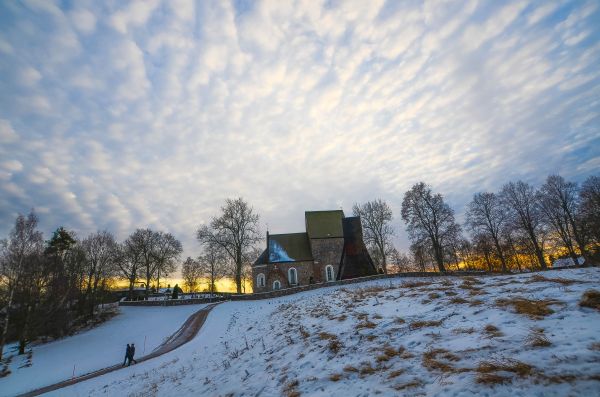 Uppland, uppsala, Gamla Uppsala, kyrka, invierno, iglesia