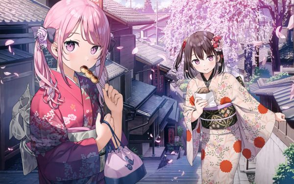 Filles anime, kimono, Kantoku, Kurumi Kantoku, Yukata, Shizuku Kantoku