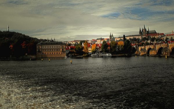 Praag,Tsjechische Republiek,rivier-,gebouw,strand,rimpelingen