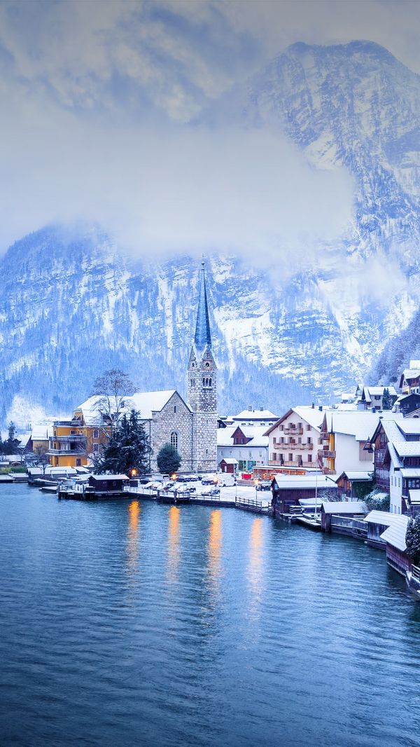 zăpadă,Hallstatt,Austria,peisaj,iarnă,munţi