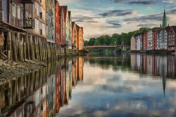 sunset,water,city,cityscape,building,reflection