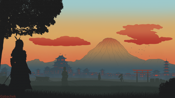 women,castle,Gabachek,2D Flat,people,samurai