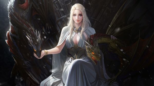 televizyon,dijital sanat,Game of Thrones,Daenerys Targaryen,Ejderha,Buz ve Ateşin bir şarkısı