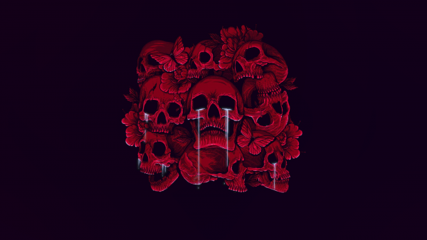 skeleton,minimalism,dark fantasy,skull cry,red,Kai Wachi