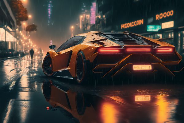 ai art,cyberpunk,street,sports car