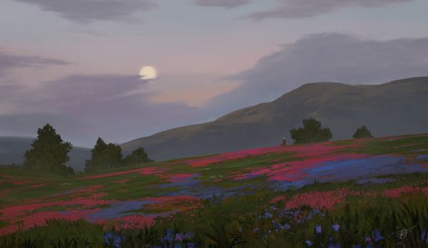 Obra de arte,arte digital,pintura,paisaje,Max Suleimanov,Flores