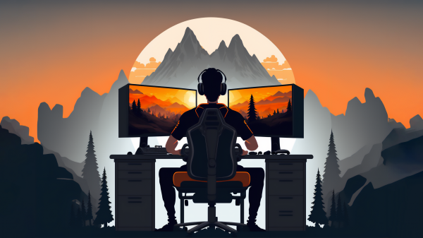 Gamer,computer,ai art,giochi per PC