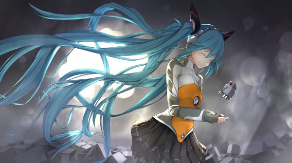 ilustração,cabelo longo,Anime,Meninas anime,cabelo azul,Vocaloid