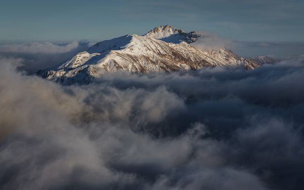 paesaggio, cielo, la neve, inverno, atmosfera, Alpi