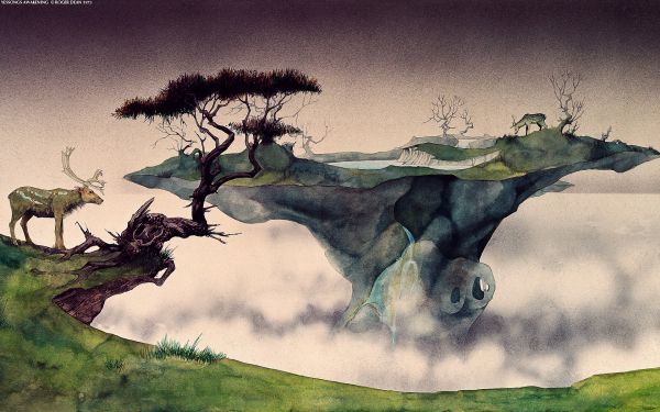 ilustrace,Roger Dean,Terén,výkres,prostý,skica