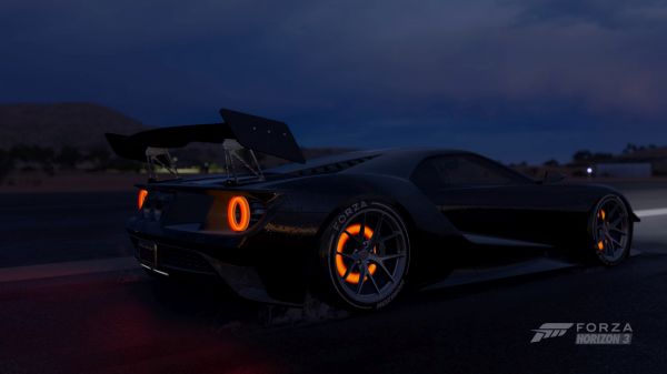 Snímek obrazovky,Forza Horizon 3,Ford GT,brake glow,déšť,kouř