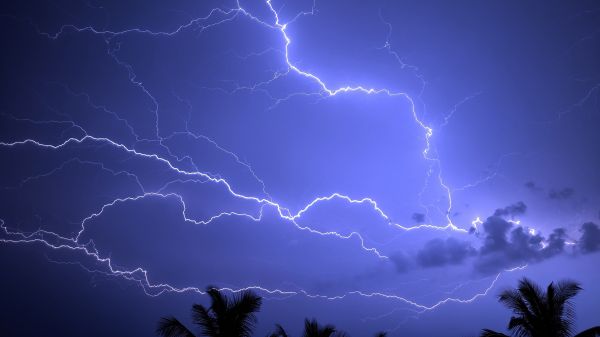 ライトニング,サンダー,空,雰囲気,昼間,雷雨