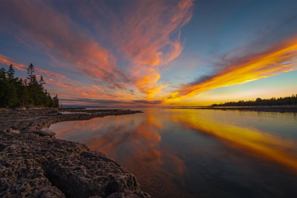 gün batımı,doğa,Manzara,göl,Bulutlar,Ontario