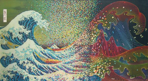 Ondas,A grande onda fora de Kanagawa,pintura,ilustração,obra de arte,padronizar