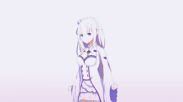 Re Zero Kara Hajimeru Isekai Seikatsu,动漫女孩,动漫,Emilia Re Zero,白色背景,简单的背景