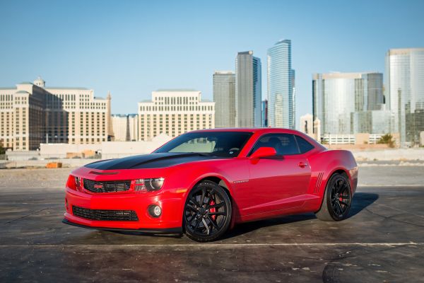 carro, veículo, Camaro, Carro esportivo, vermelho, vista lateral