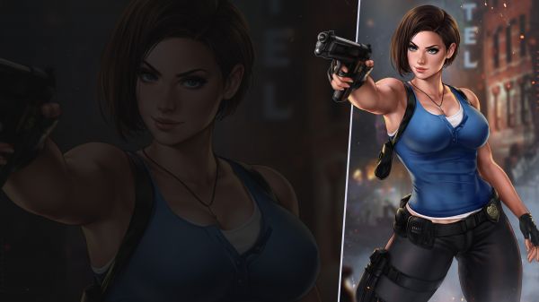 dandon fuga,Jill Valentine,Resident evil 3,Resident Evil,våpen,kort hår