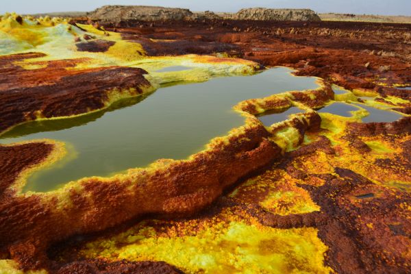 Příroda,krajina,Etiopie,poušť,Danakil Desert,síra