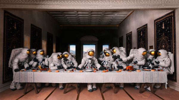 Le dernier souper,Fan art,art numérique,ouvrages d'art,astronaute,illustration