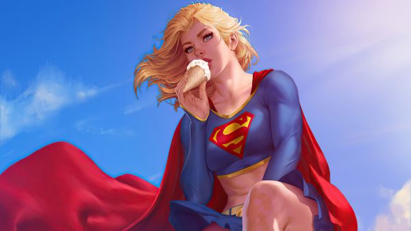 4k,kunstverk,superhelt,Supergirl,ArtStation