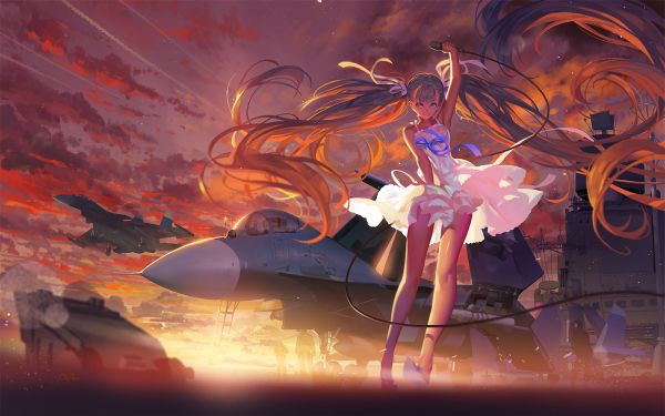 lukisan,ilustrasi,anime,langit,karya seni,Vocaloid