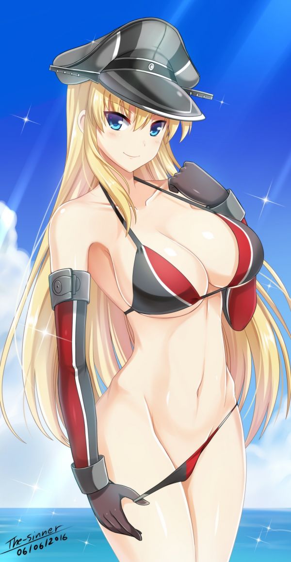 illustration,blonde,anime girls,sea,long hair,anime