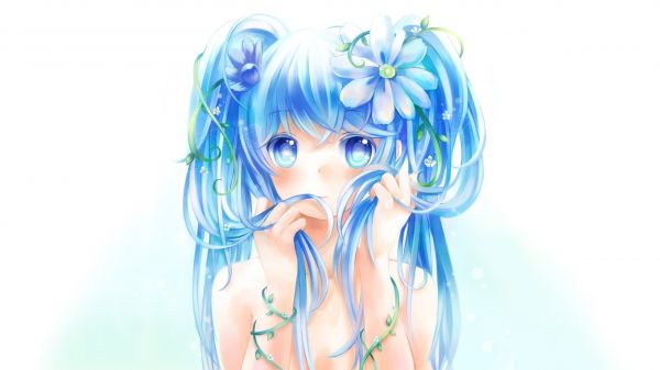 Vocaloid,Hatsune Miku,animemeisjes,blauw haar,eenvoudige achtergrond,lang haar