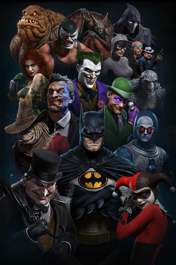 Batman,Poison Ivy,The Penguin,The Riddler,Two Face,Bane