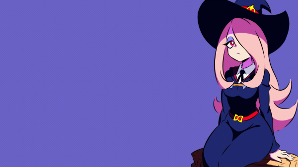 Sucy Manbavaran,Vähän noita Academia,Luna Nova uniform,vaaleanpunainen hiukset,noita hattu,Wide Brimmed Hat