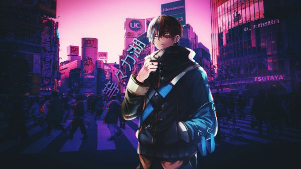 Anime,Cyberpunk,Japan,Straßenkunst,Animejungen,Boku keine Heldenakademie