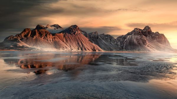 wolk,hemel,water,berg-,Natural landscape,nagloed