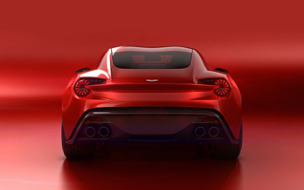 sports car,Studio,vehicle,Aston Martin Vanquish Zagato,rear view,red cars