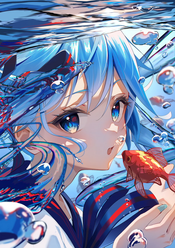 Filles anime,Regarder la visionneuse,Vocaloïde,Hatsune Miku,Affichage du portrait,bulles